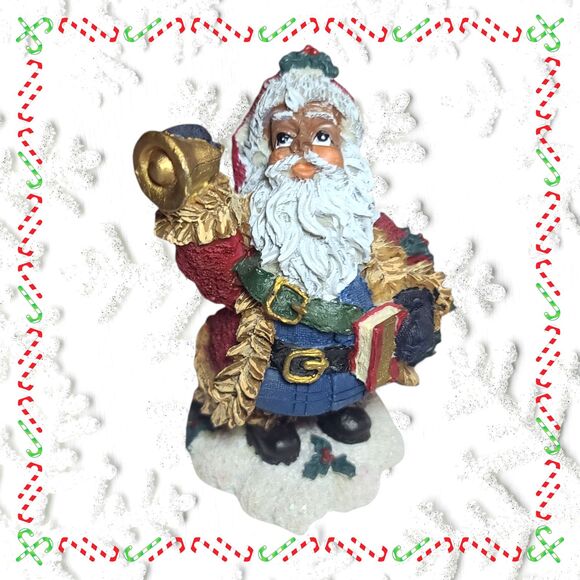 Black Santa Figurine 5"  K's Collection Ringing Bell VTG Christmas Holiday - Picture 1 of 9